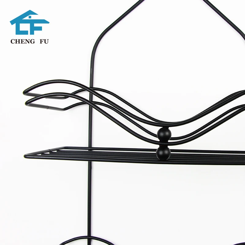 Customized Professional Black Hanging Suction up Wire Mesh Storage Basket Bathroom Shower Caddy Shelves Organizer Modern Metal