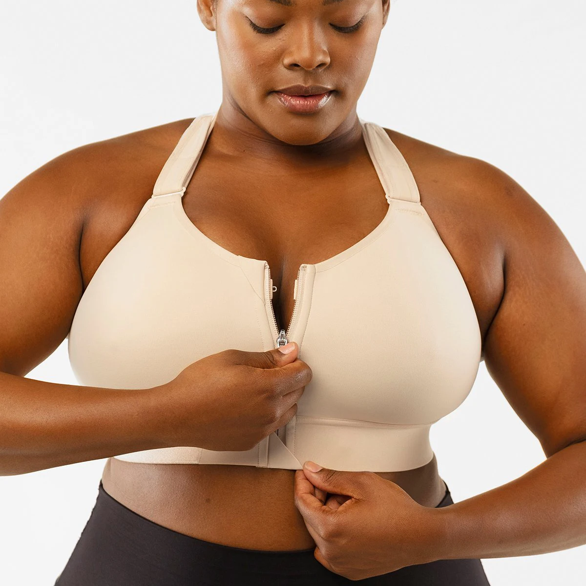 Push Up Yoga Bra Custom Front Zipper Closure High Impact Plus Size Sport Bra Women Top Fitness Wear