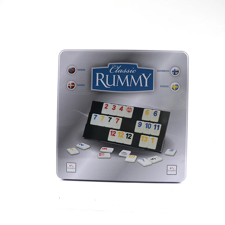 Factory Price Acrylic Plastic Colorful Domino Set Rummy Game in tin box