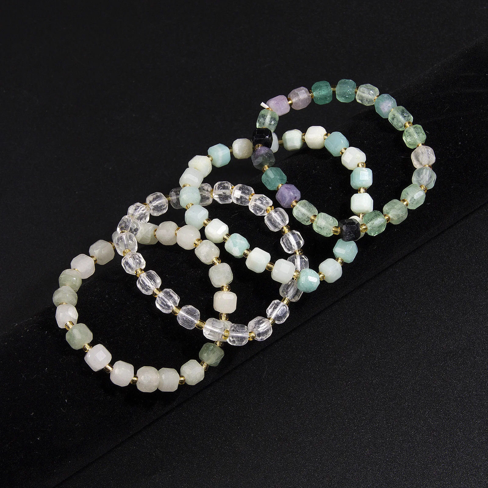 faceted  square bead bracelet tiger eye sodalite Hot sell bracelet  Natural Beads silver obsidian black agate energy bracelet