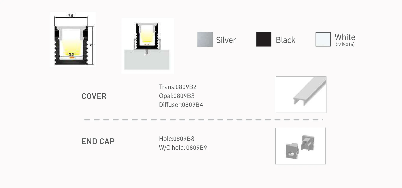 New slim 2m, 3m led plastic profile, led mounting profile