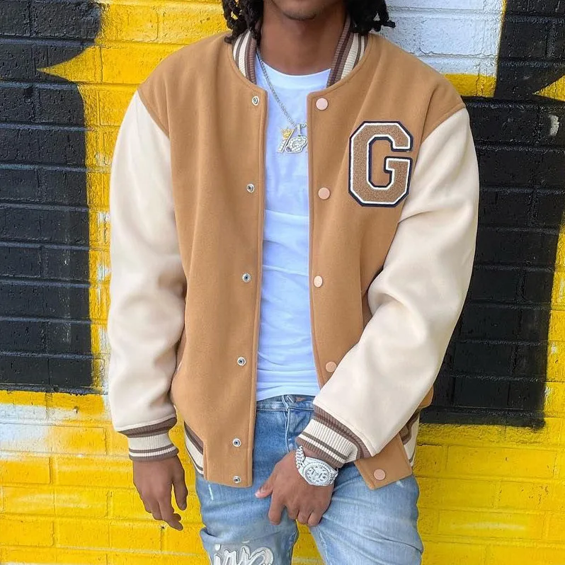 2024 Hot Selling New Styles Customization Chenille Embroidery Leather Sleeve Baseball Letterman Varsity Jacket