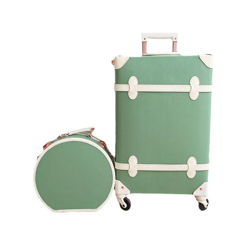 20 Inch Retro Universal Wheel Pull Rod Unisex TSA Latch Boarding Suitcase Multifunctional Mini Makeup Bride Price Box Lock