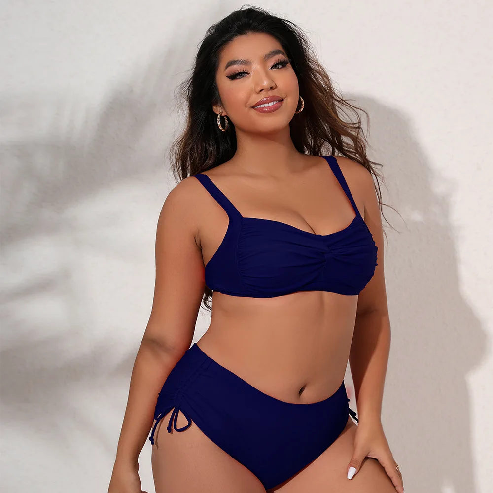 STOCK 6Colors Twist Front Plus Size Swimsuit 4XL Swimwear For Lady