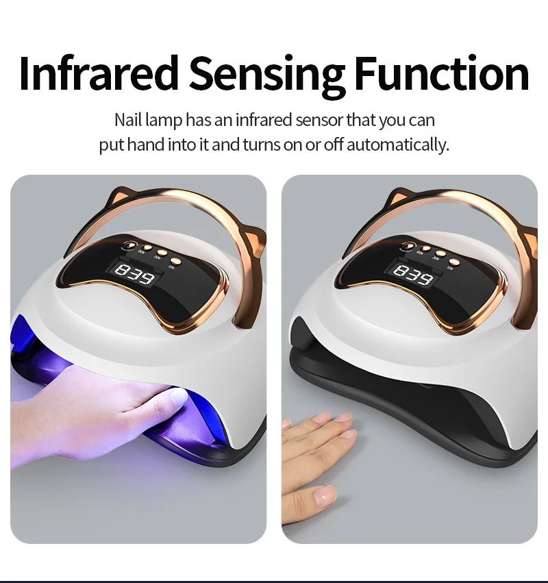 120W Raccoon Manicure Light Therapy Machine Portable Nail Polish Glue Curing Instrument Uv Light Led Baking Light