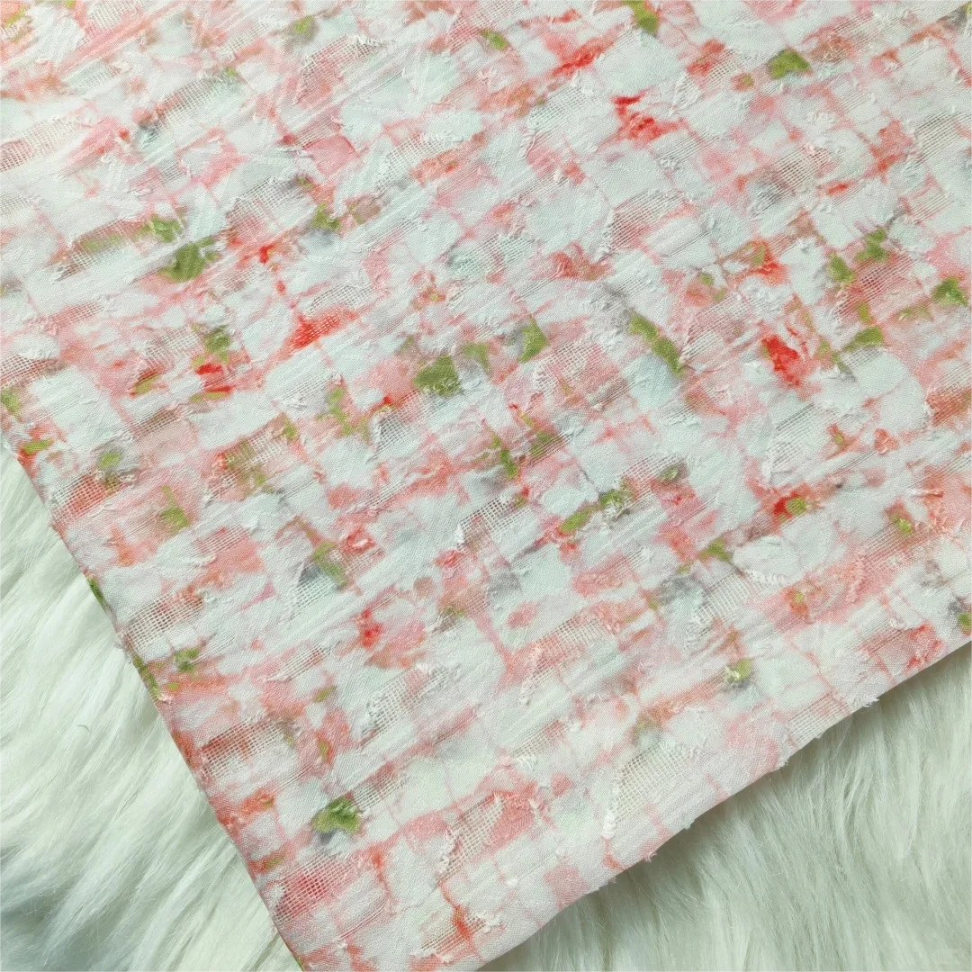 Abstract Oil Painting Style Cut Flower Fabric for Girls 100% Polyester Digital Printing for Dress Fabrics Ambience