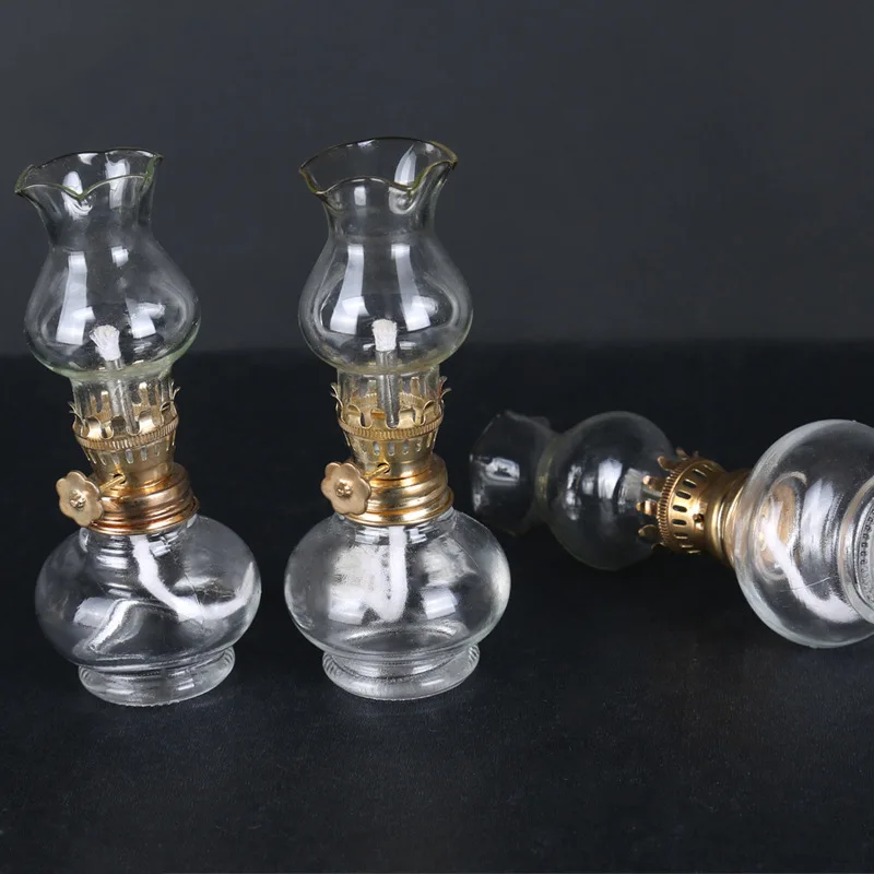Factory supply 11.5cm Mini Small Brass glass oil lamp