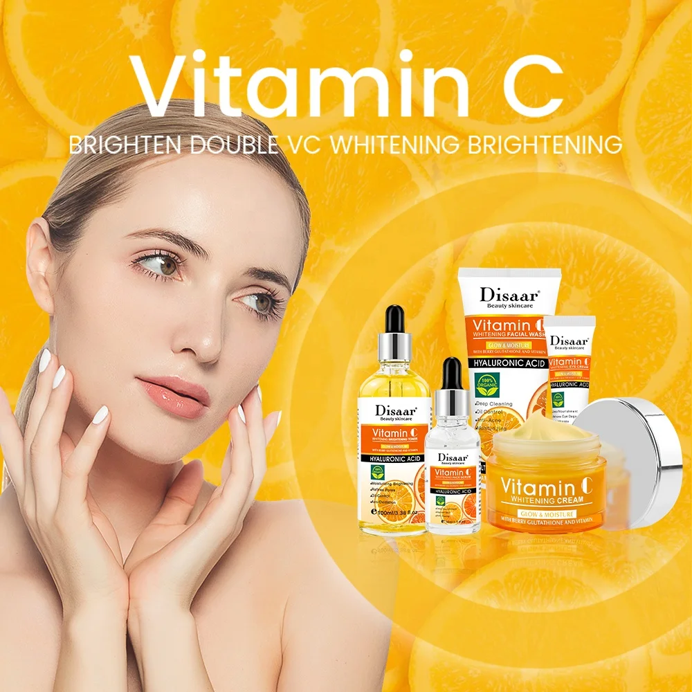 OEM Hot Sale Face Care 100% Organic VC Whitening Brightening Skin Care Set Facial Vitamin C Rejuvenating Skin Care Set (new)