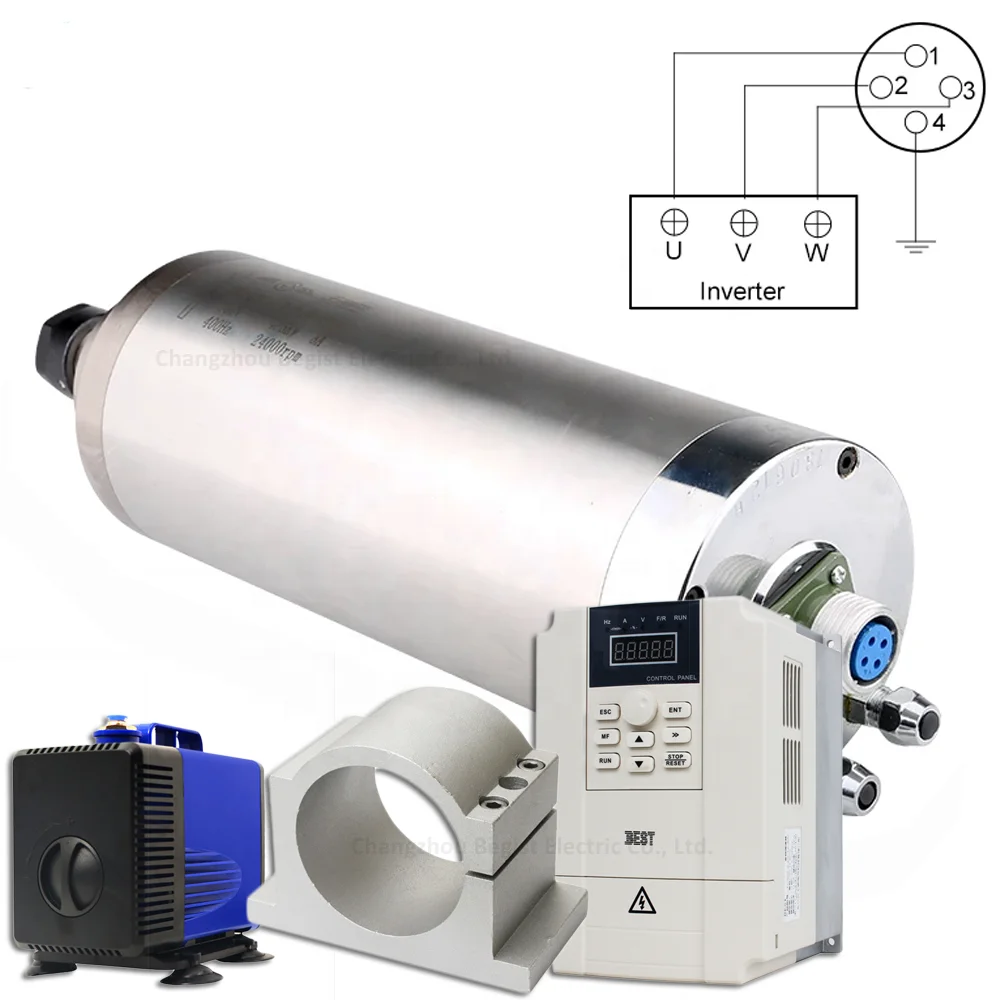 Water Cooling Spindle 4kw 24000rpm ER20 cnc router water cooling spindle motor for wood working
