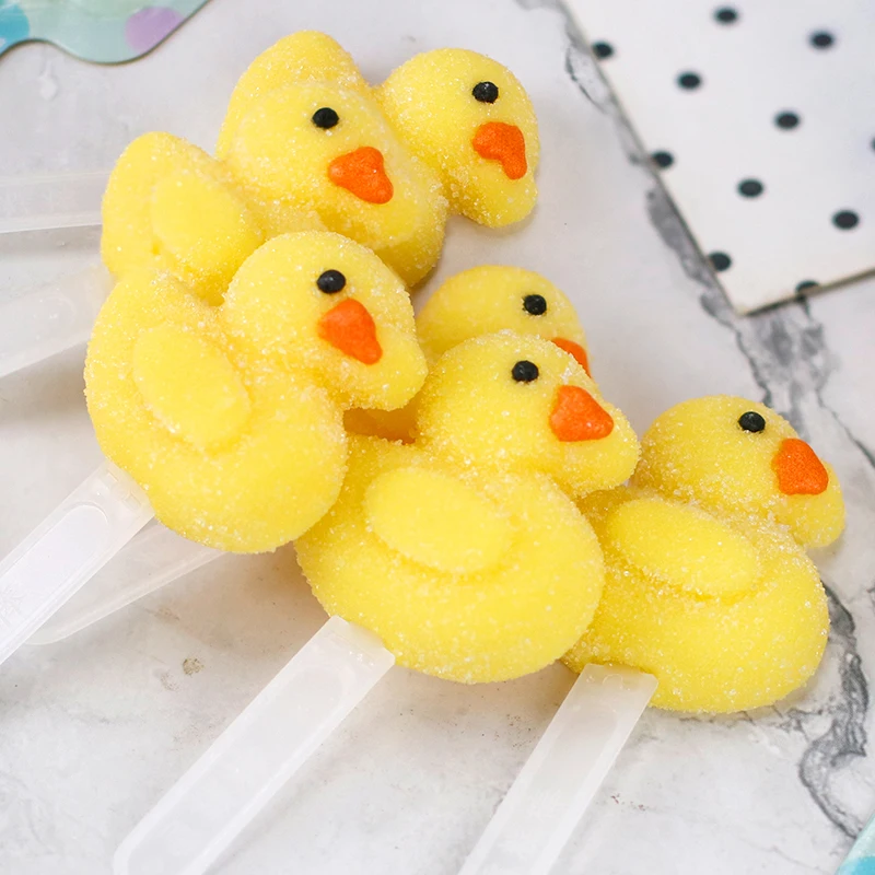 Oem Delicious Halal 21G Yellow Duck Shape Fudge Snack Soft Duck Stick Gummy Candy