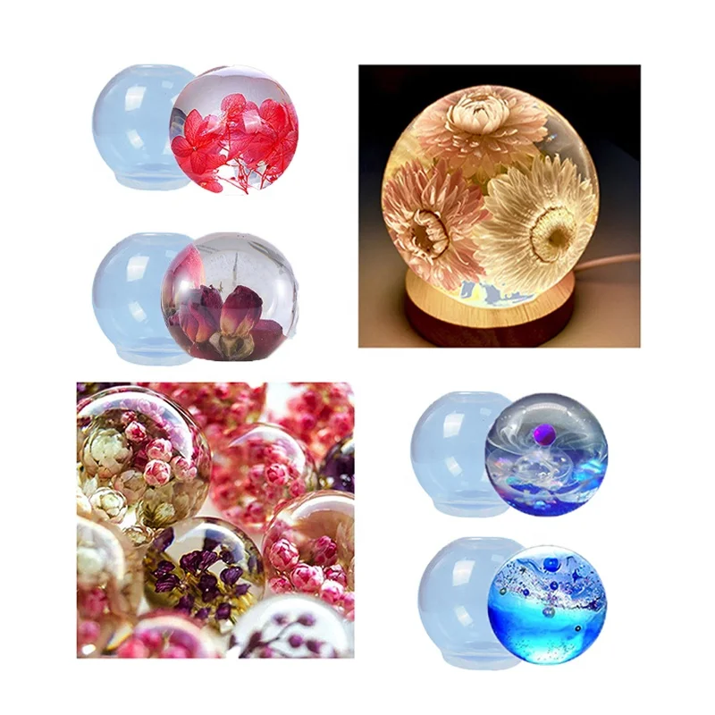 1 inch to 5 inch high transparent spherical epoxy mold ball shaped  resin art supplies mold