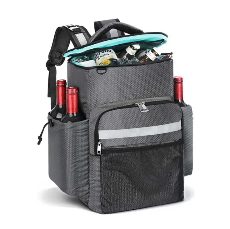 Cooler Backpack Black Insulated Backpack Cooler Bag 28L Lunch Picnic Backpack With Custom Logo Printed Beer Cooler Bag