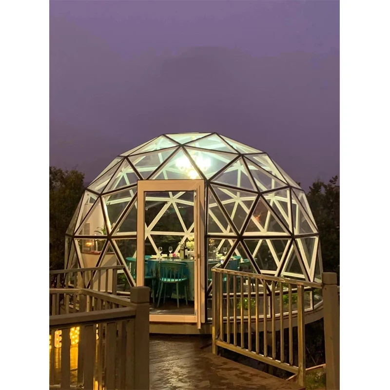 China outdoor glamping hotel resort igloo ball geodesic full transparent fiberglass geodome safari luxury glass dome tent house