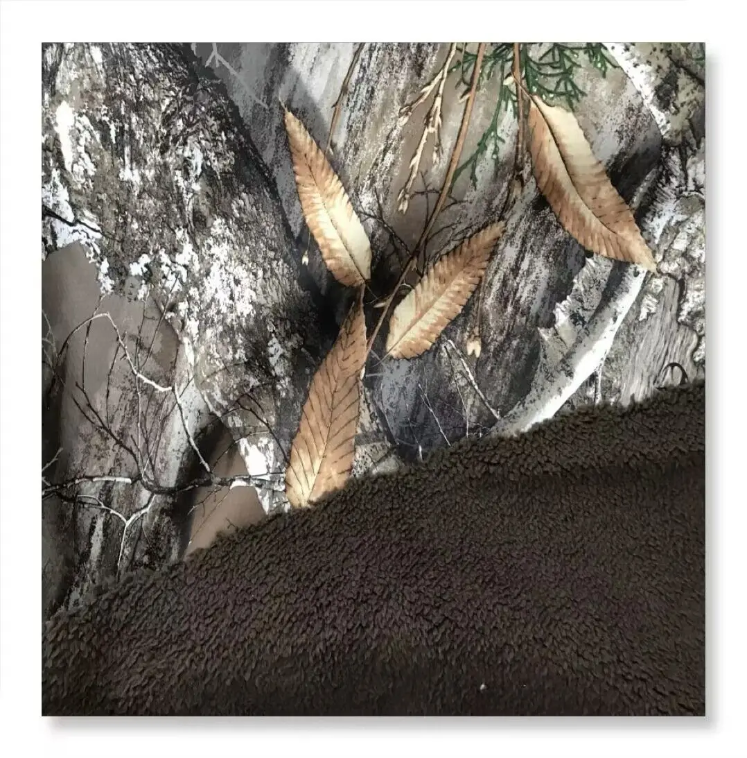 Breathable 3 layer laminated TPU berber fleece waterproof realtree camouflage Soft shells fabric