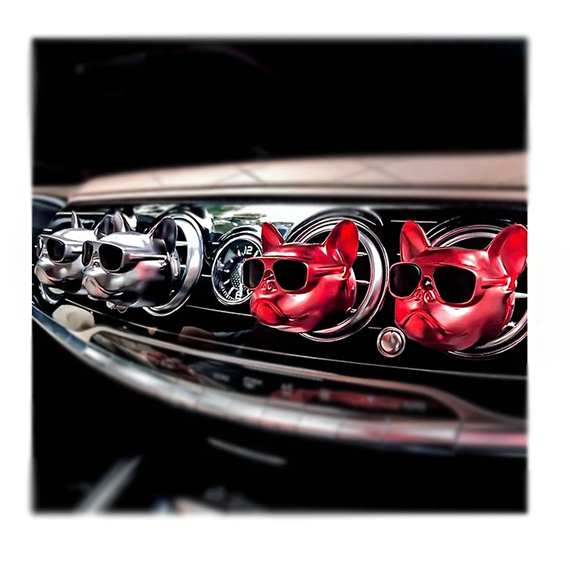 Creative Design With Sunglasses Aromatherapy Vehicle Decoration Vent Perfume Clip Bulldog Head Car Air Freshener