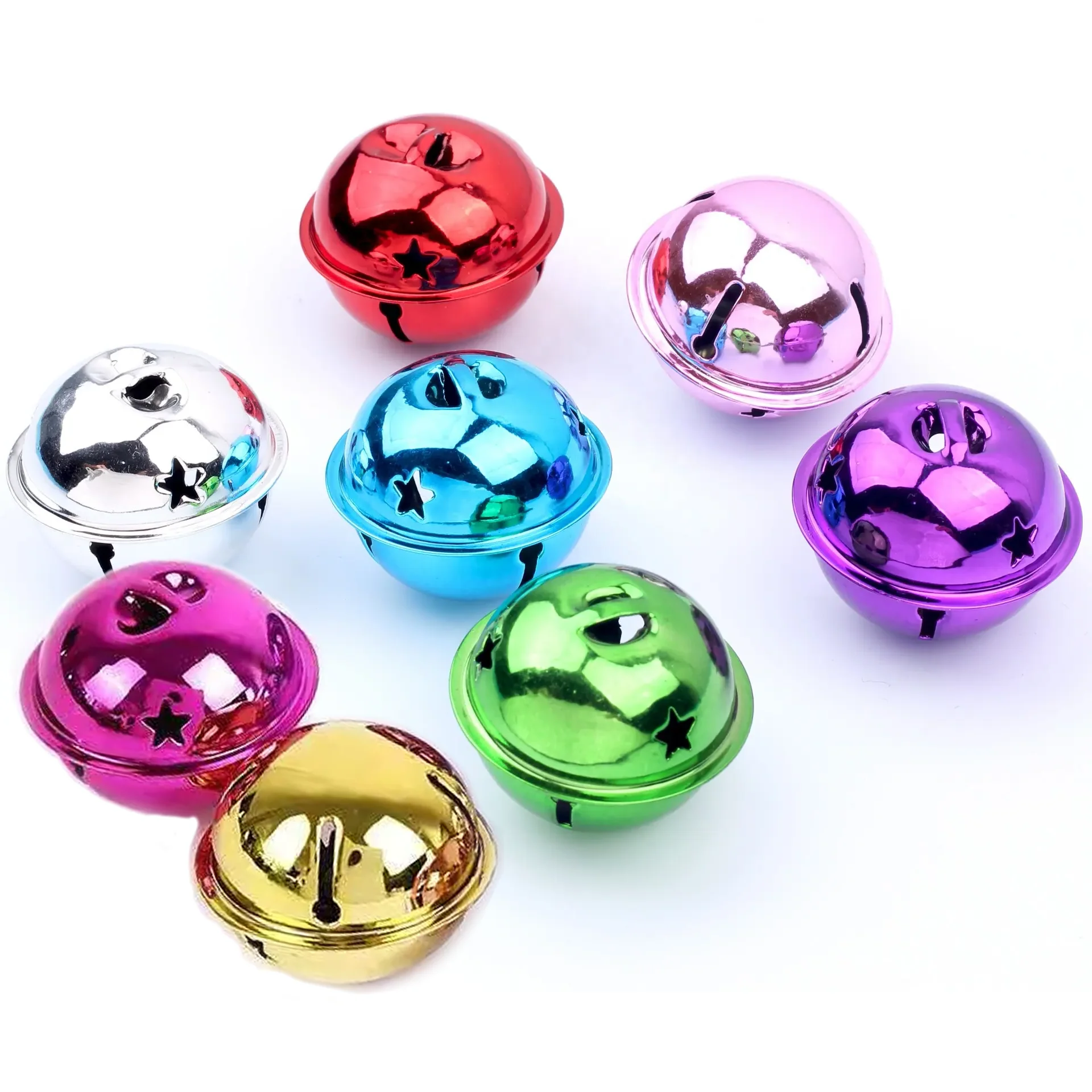40mm Multi-Colored Christmas Shiny Bells DIY Metal Jingle Bells for Festival Party Decorations Jewelry Making Dog Doorbells