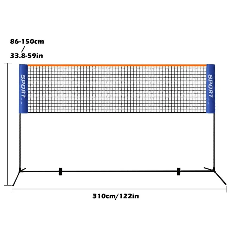 Hot Sale 12 FT Portable Badminton Tennis Volleyball Net Frame Adjustable Beach Tennis Net