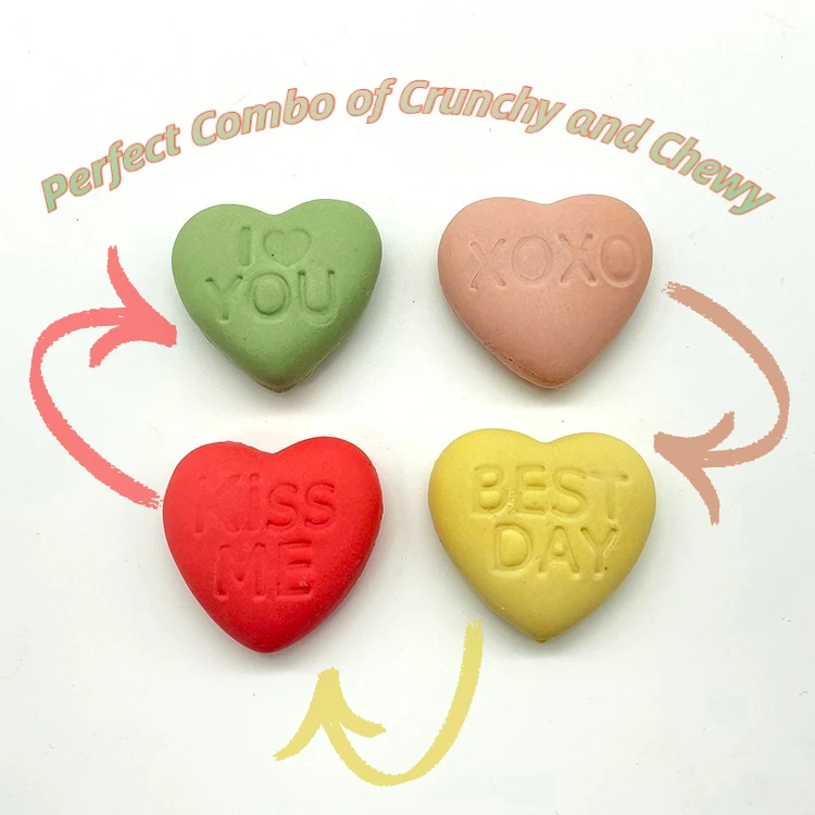 dog biscuit manufacture customizable dog food crunchy and delicious love shape biscuit dental treats snacks for training