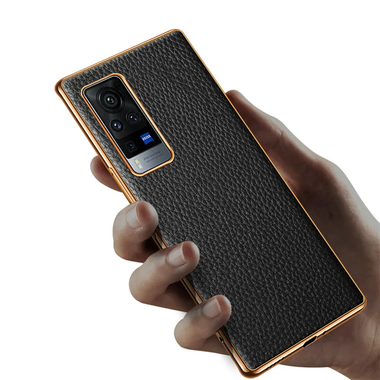 
Promotional Price Classic Real Cowhide leather Electroplating Phone Case for vivoX60/X60pro 