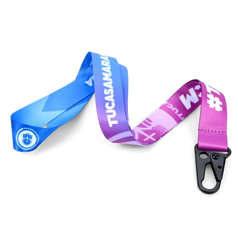 Hot Selling Custom Polyester Eagle Hook Lanyard Sublimation Logo Printed Strap Keychain Lanyard