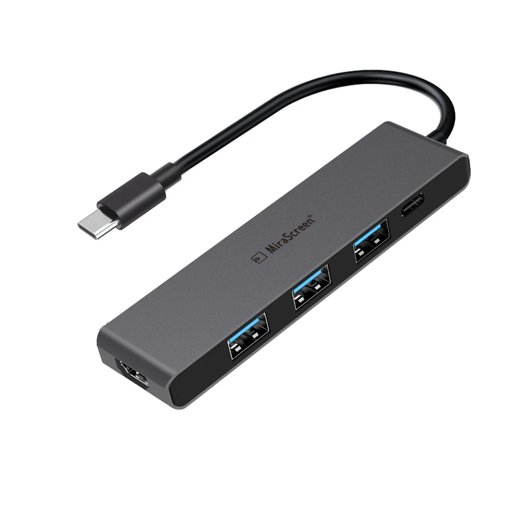 TC22 Type-c USB 3.0 HDMI Hub Splitter Multi-Function 5 in 1 Hub Spliter for Mac Windows Android Laptop Mobile Phone