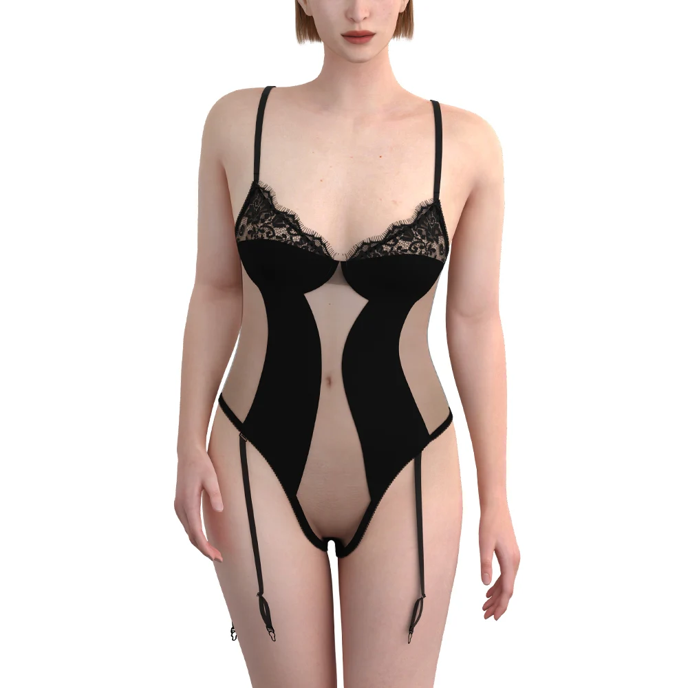 Factory Women Underwear See Through Embroidery Fashion Sexy Lace Manufacturer Jumpsuits Sexy Pajama Bodysuit Hot Lingerie