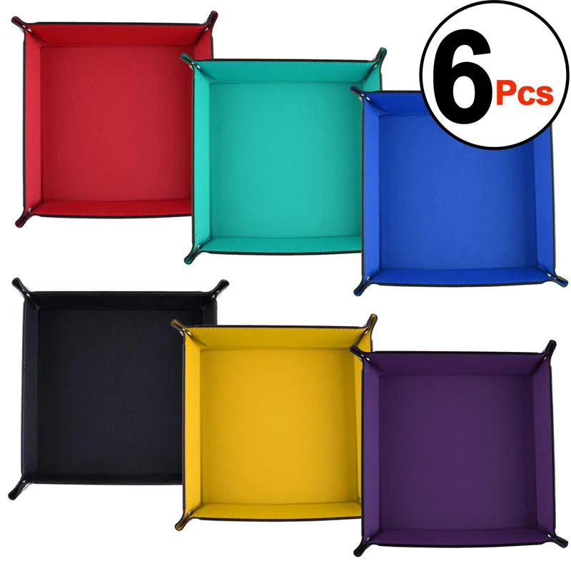 Custom Dice Rolling Tray Rectangle Pu Leather And Velvet Dice Tray Holder For Dice Gaming