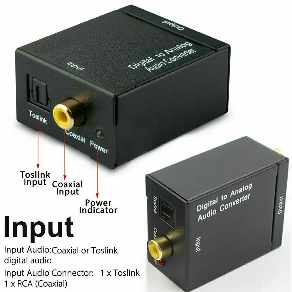 Analog RCA L/R to Digital Optical Coaxial Toslink Optical Coaxial Toslink Adapter Digital to Analog