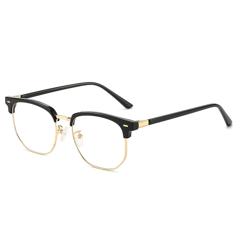 Blue Light Blocking Glasses Eyebrow Shape Half Frame Lightweight TR90 Eyeglasses Rectangle Myopia Glasses Frame Flat Glasses