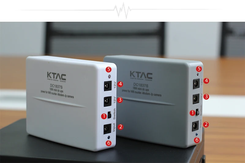 KTAC 12V mini DC UPS DC1837S with 18650 lithium battery backup for WIFI router modem ups power supply