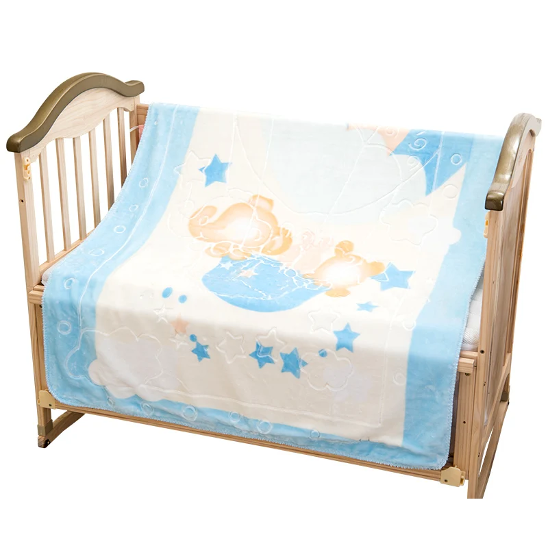 Hot Selling Lovely Bear Super Soft Cartoon Baby Raschel Fleece Blanket Baby Gift