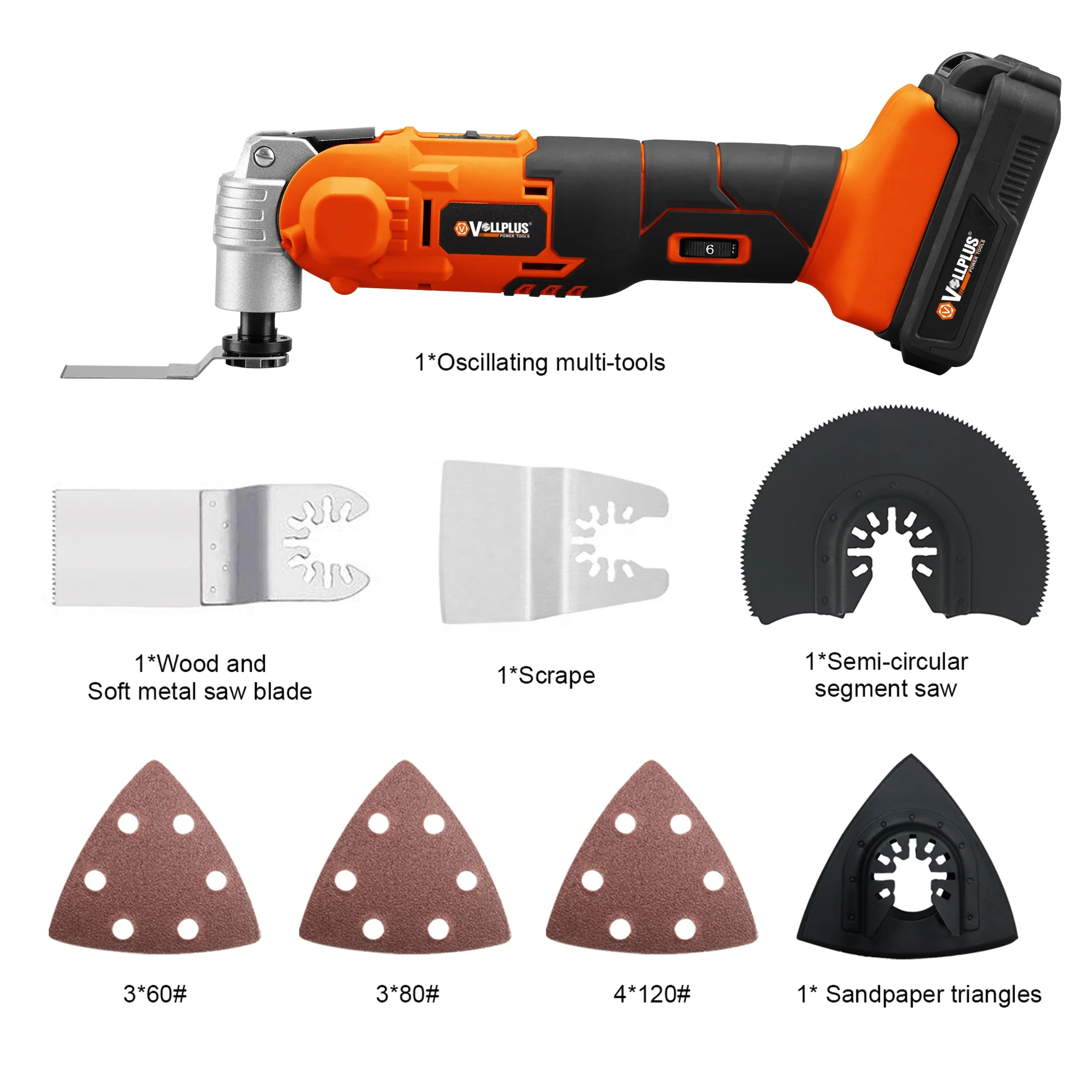 Vollplus VPCD2252  Cordless Variable Speed Multi Tool With Quick Change System Oscillating Saw