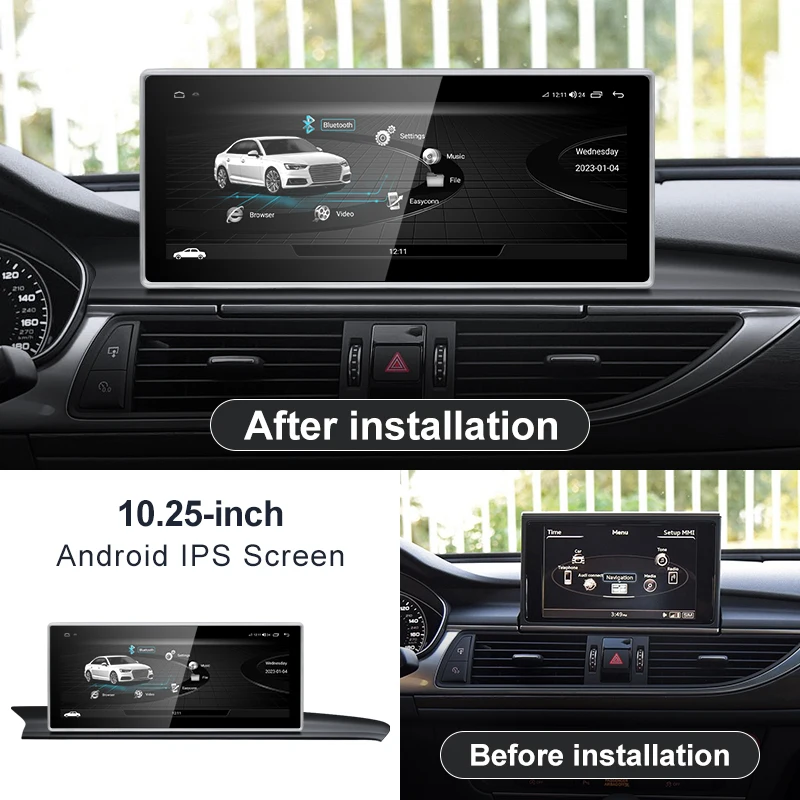 MTK8581 10.25inch Wireless CarPlay Auto Andorid12 Car Stereo Multimedia for AUDI 12-16 A6 C7  Head Unit Radio Bluetooth