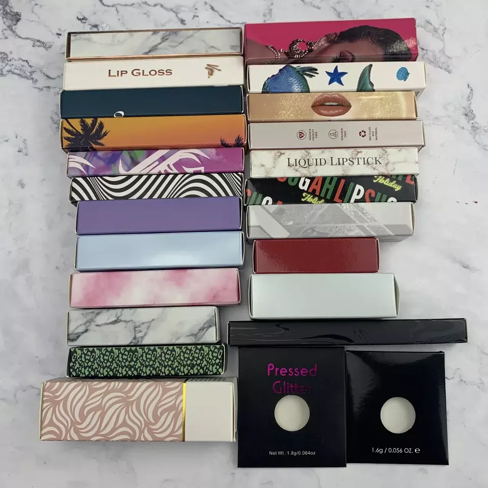Wholesale Custom Size and Logo Luxury Private Label Pink Lipgloss Lipstick Custom Cosmetic Folding Packaging Paper Box