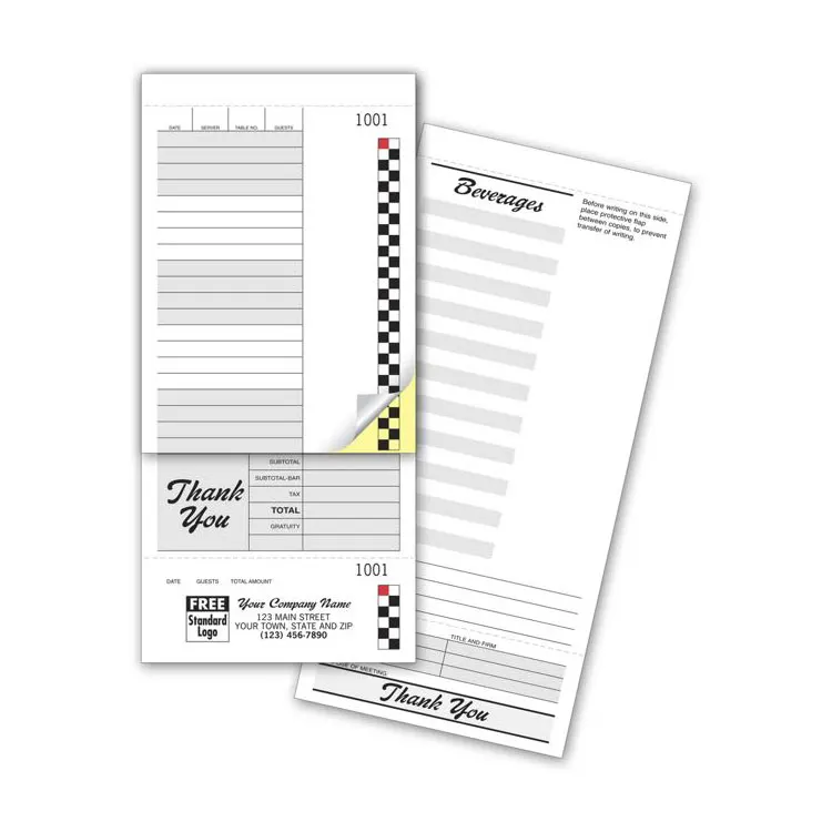 3-ply continuous carbonless printing paper invoice receipt book hotel booking book waiter pad