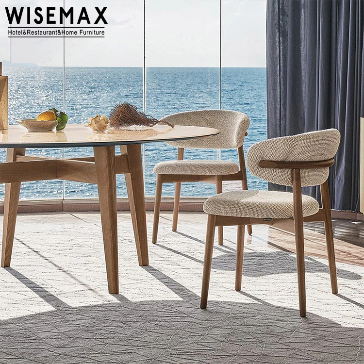 Мебель WISEMAX современная мебель для столовой изогнутая спинка деревянный стул орехового цвета обеденный из белой льняной ткани с