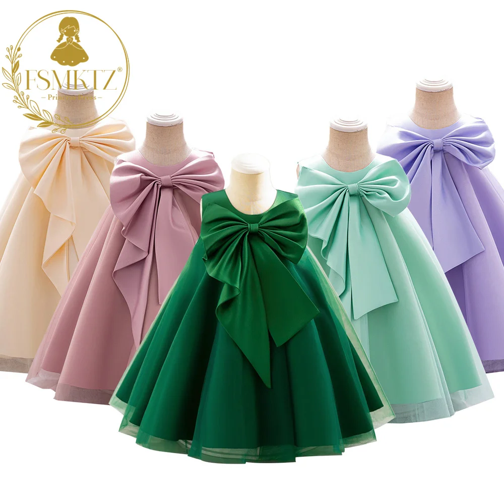 FSMKTZ Wholesale Kids Dresses  0-4Years Floral Children Clothing Princess Party Girl Baby Birthday Dress baby girls dress