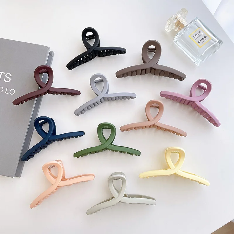 Модные корейские аксессуары для волос Yucat, простые перекрещивающиеся большие заколки для волос с держателем 11 см, однотонные пластиковые Матовые заколки для волос для женщин