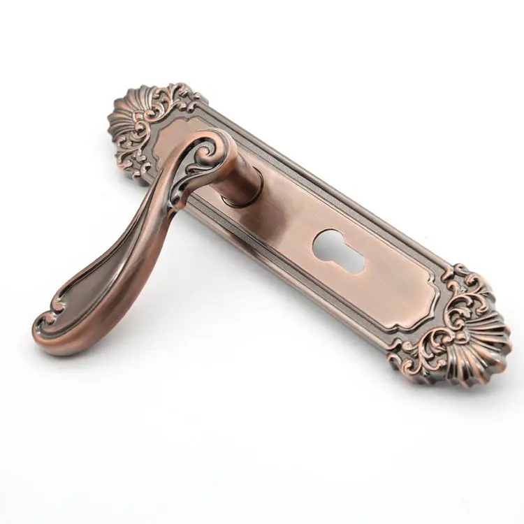 High Security brass interior bedroom wooden european profile door handles lock set