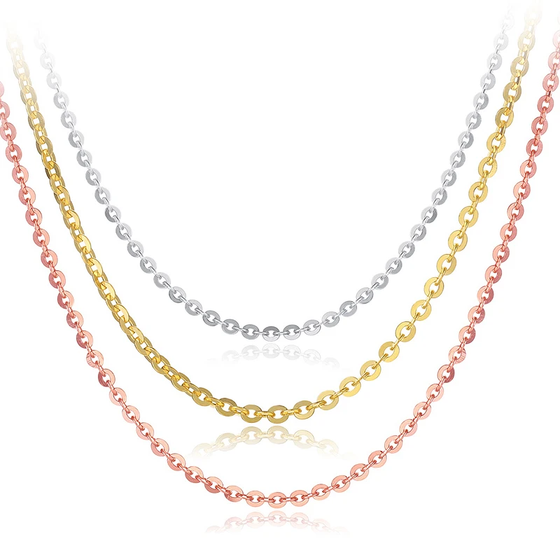 14K Real Gold O Chain Necklace Gold Rose Solid Chain