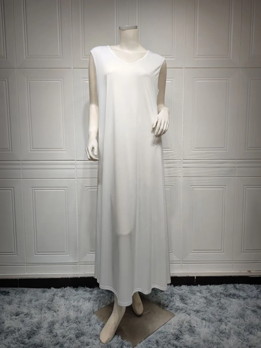 New arrival Arabic women clothes Turkey Dubai lady white 2 pieces set diamond jacquard loose dress abaya Muslim clothing