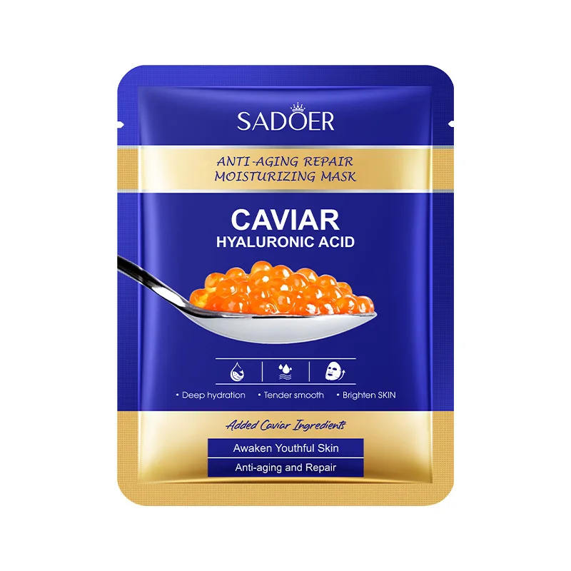 SADOER caviar hyaluronic acid coqi berry arbutin nicotinamide vitamin e moisturizing anti aging whitening smoothing facial mask