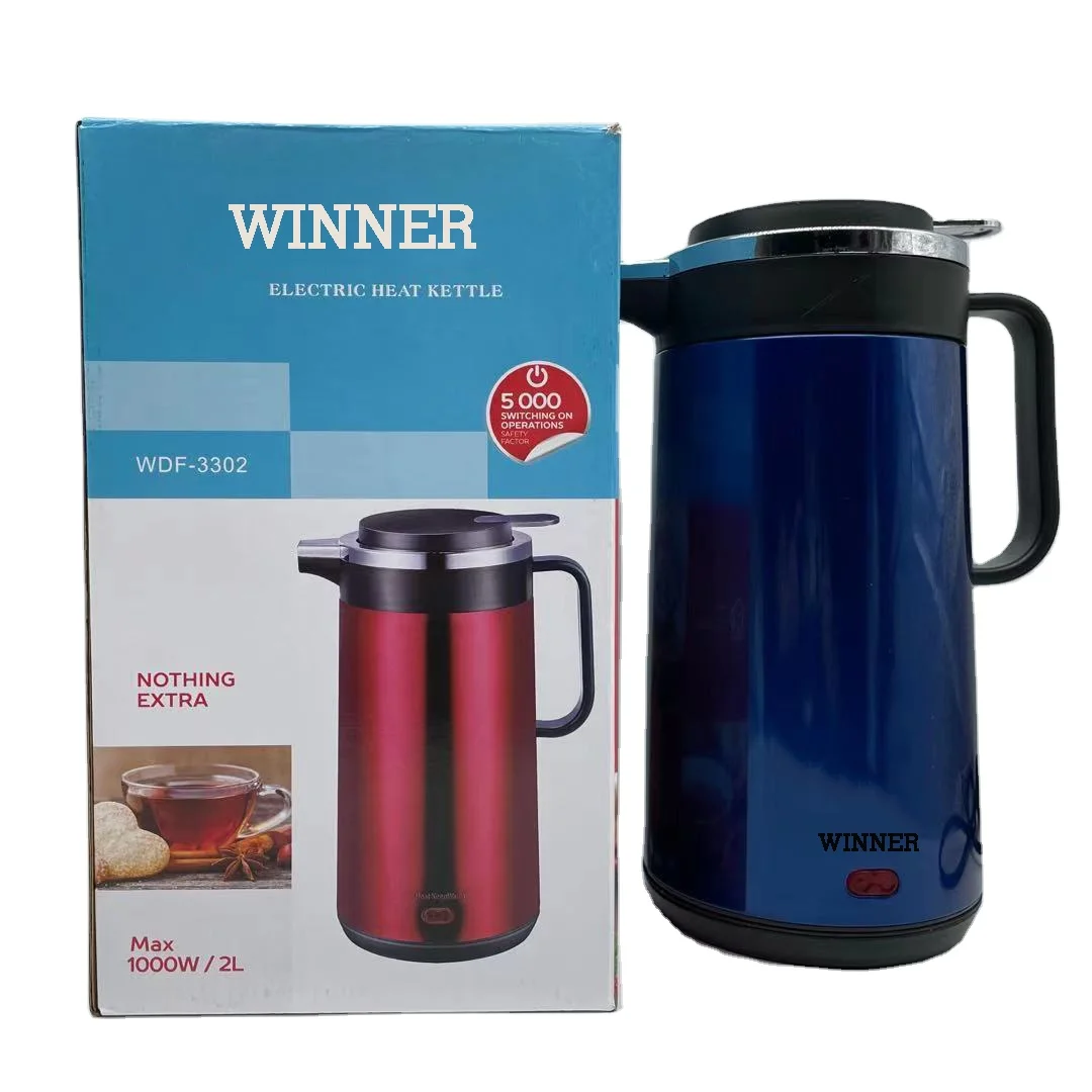 Home Appliance Double Wall Keep Warm Electric Kettle 2L with Water Hot and Boiling Function