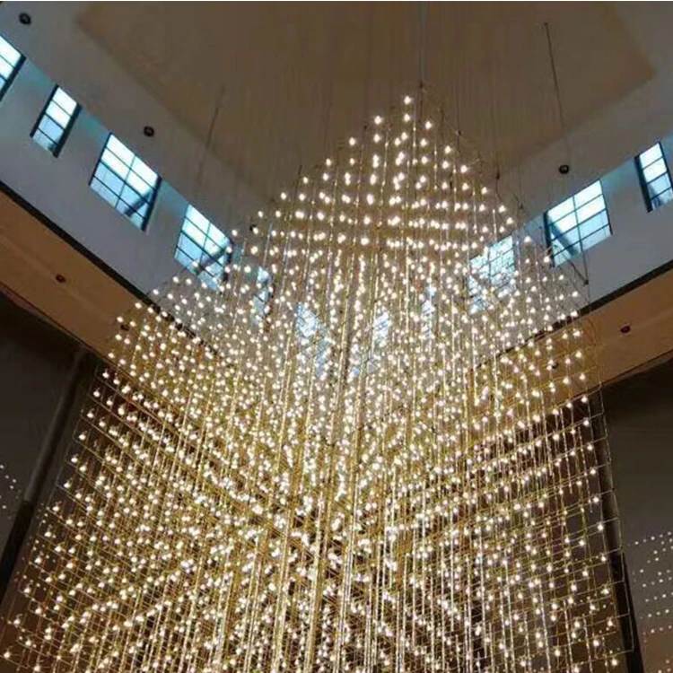Custom glass k9 crystal art deco hotel lobby large project Indoor chandelier pendant lamp