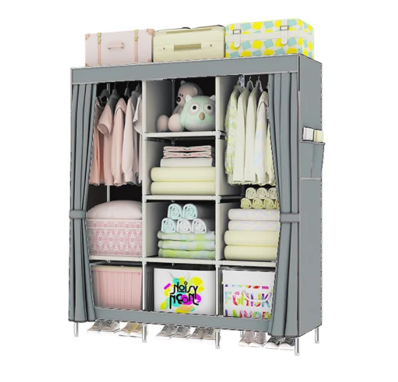 Simple wardrobe non-woven combined wardrobe foreign trade panorama pure color cloth wardrobe folding