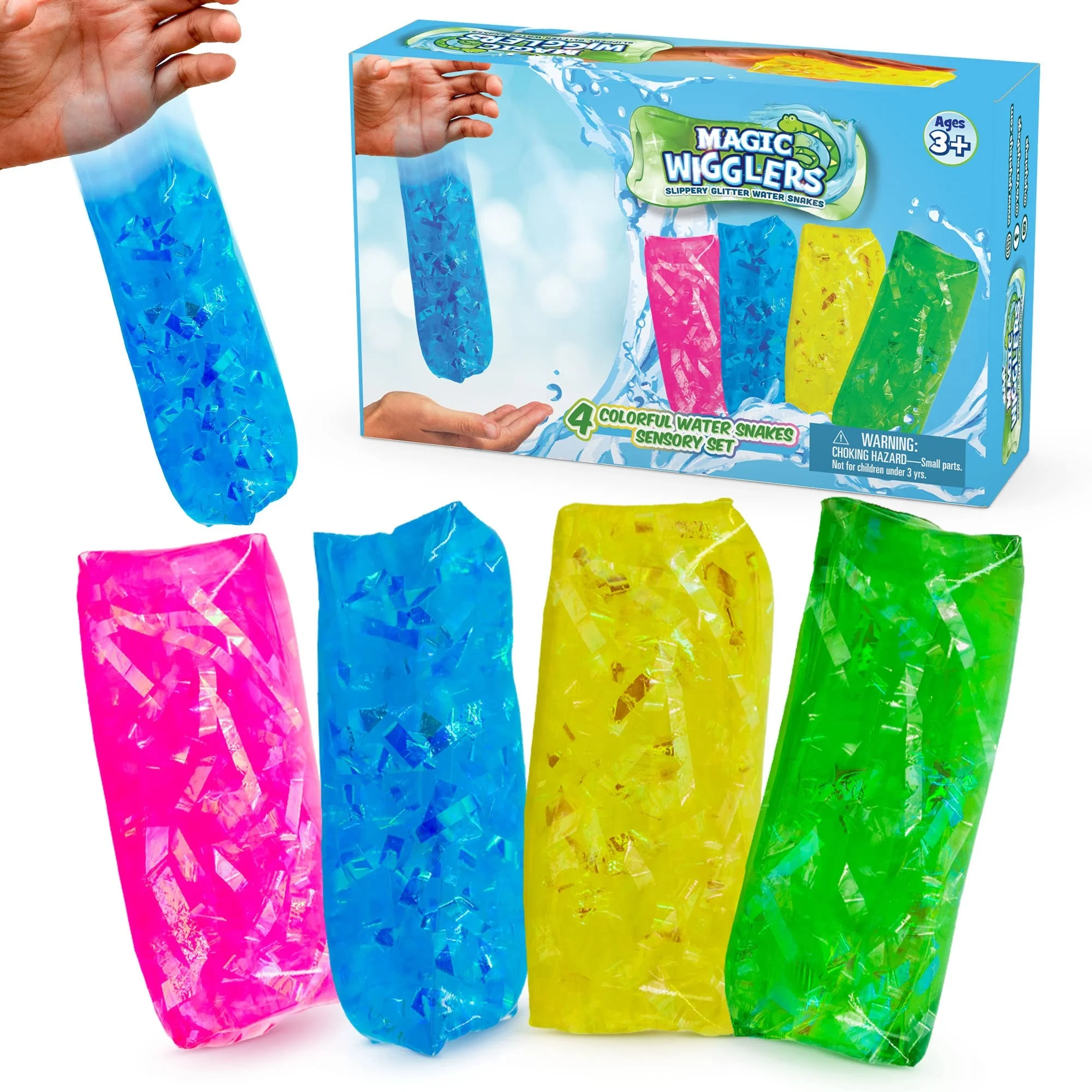 Educational Autism Kid Liquid Filled Sensory Slippery Tricky Wiggler Tube Liquid Filled Squishy Water Snake Fidget Toy