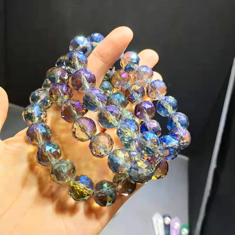 Wholesale  natural gemstone austrian bracelet  round crystal bracelet for gift