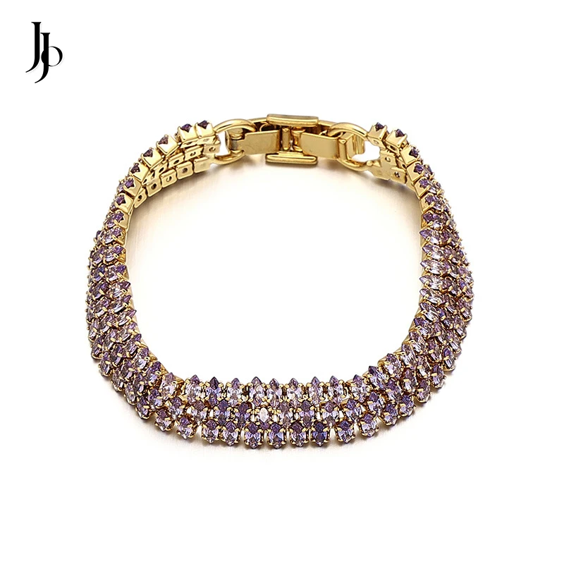 JOJO Fashion 2023 chic purple zircon crystals bracelets dainty 18k gold plated brass bracelets women luxury