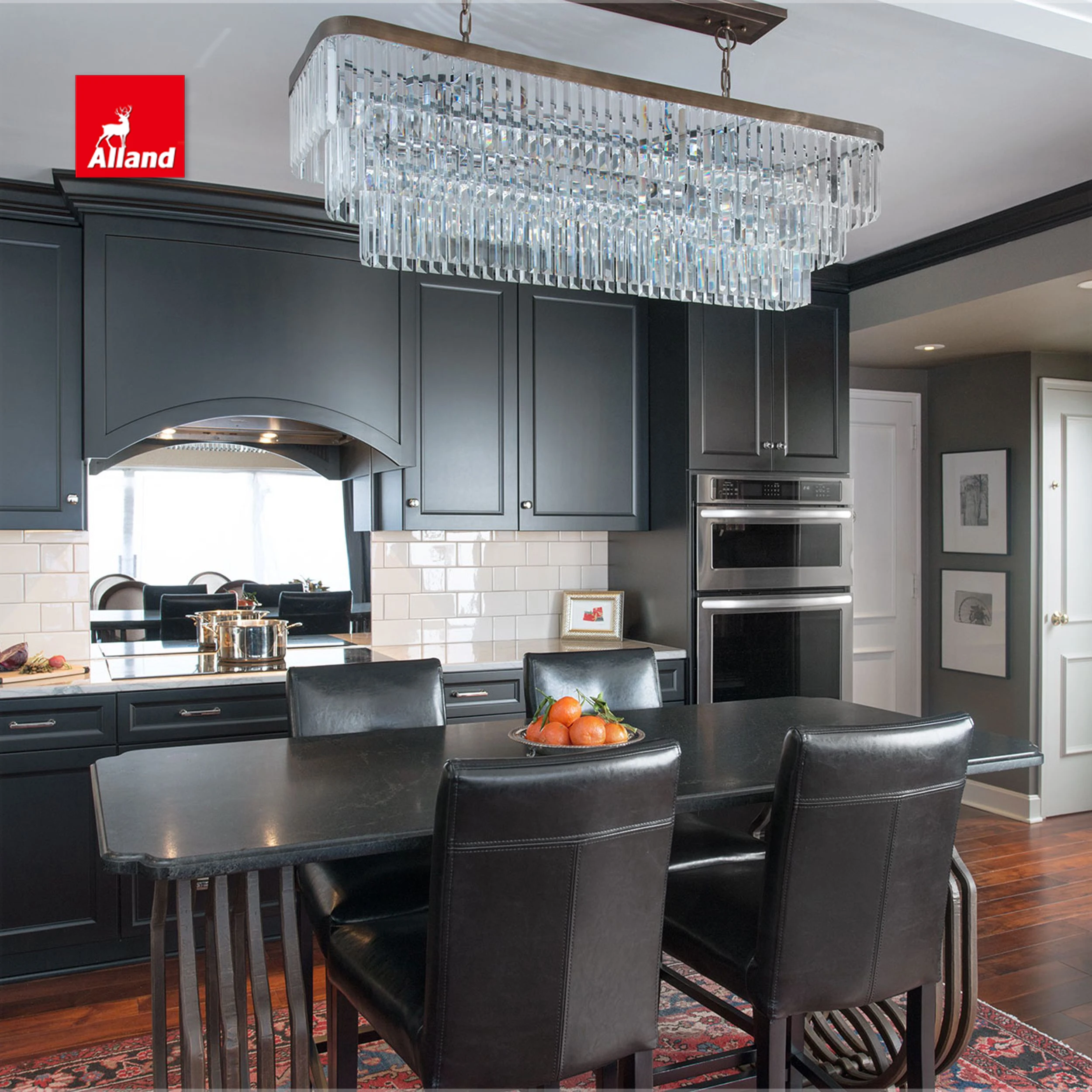 Allandcabinet Groovy Charcoal Black Kitchen Cabinet By Recessed Door With Stainless Steel Sink And Mirror For Family