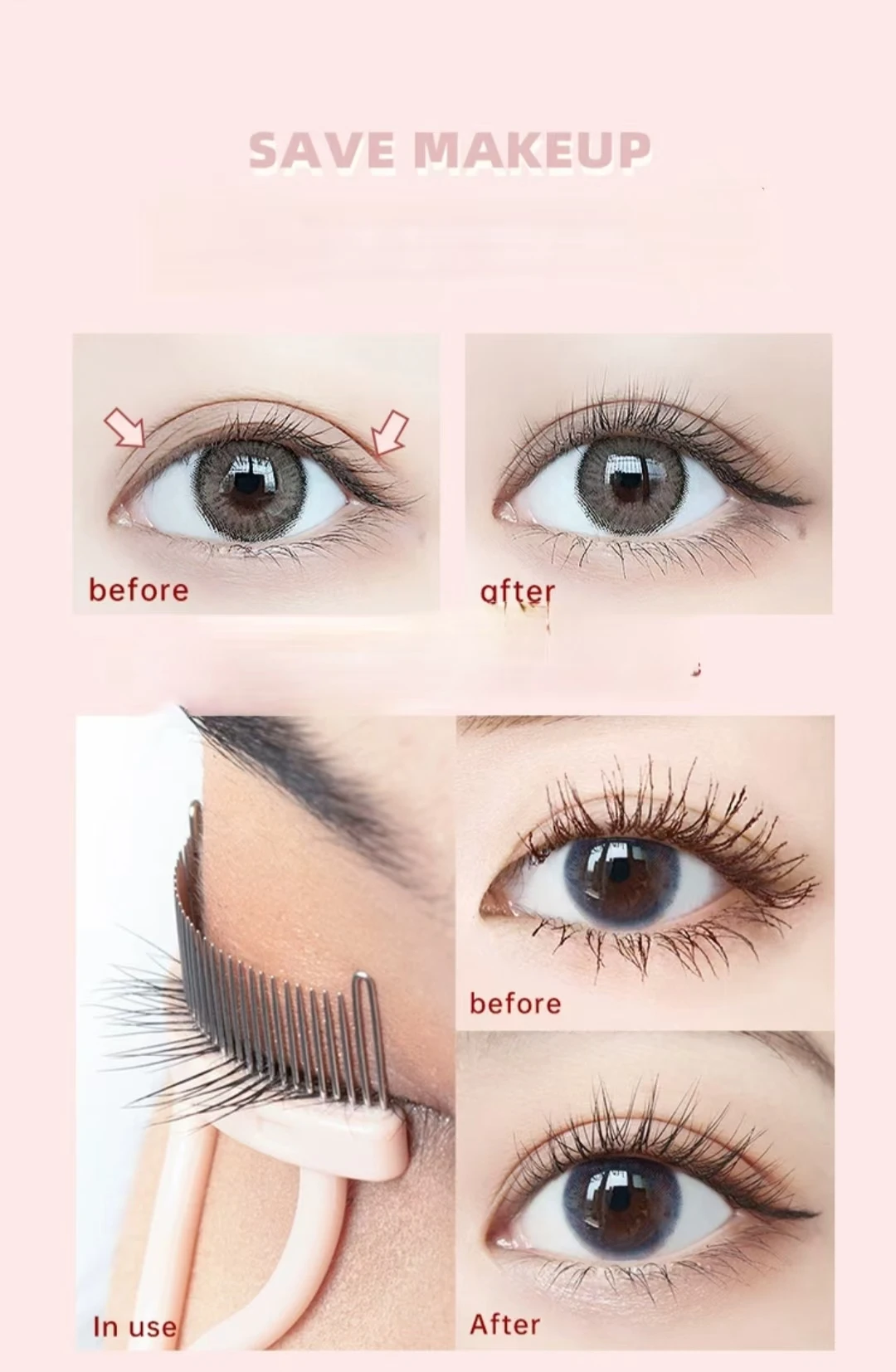 Wholesale Mascara Beauty Eyelash Comb Tools Foldable Easy Clean Eyelash Separator Comb Lash Definer with Foundation Comb